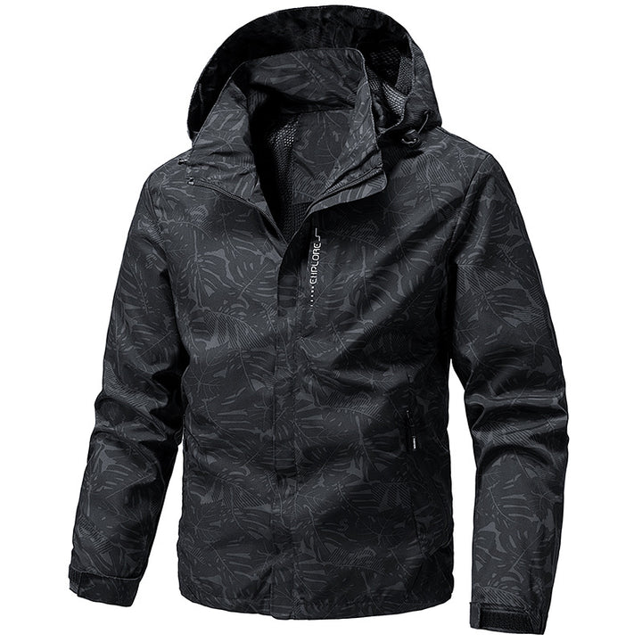 Herren Leichte Outdoor-Jacke mit Kapuze und Print Drune