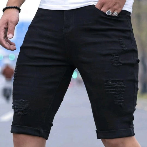Herren Ripped Denim Shorts Drune