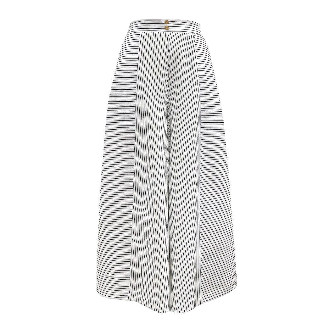 Damen Hochtaillierte Culotte mit Streifen Drune