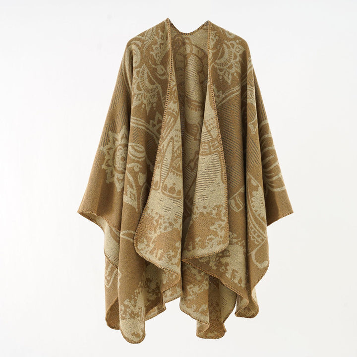Damen Ornamentales Jacquard-Wickelcape mit weichem Fall Drune