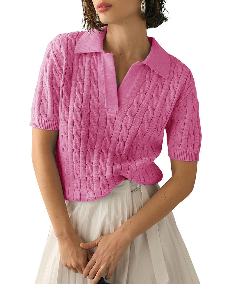 Drune | Polo-Kragen Twist Strickpullover