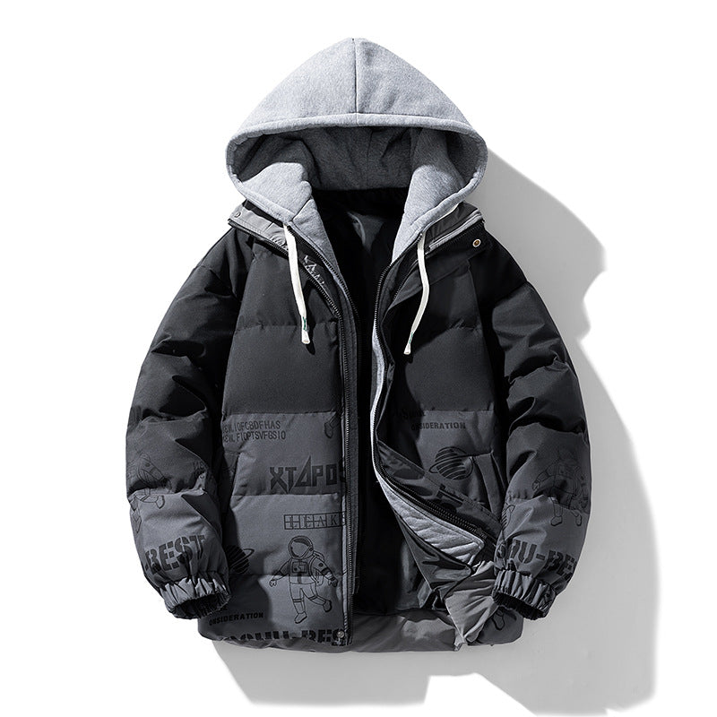 Herren Stepp-Winterjacke mit Kapuze und Printdetails Drune