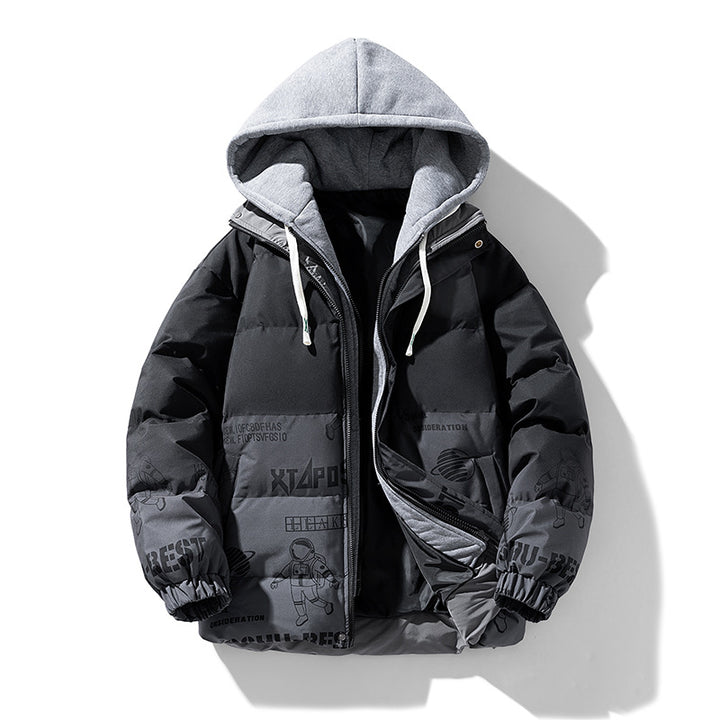 Herren Stepp-Winterjacke mit Kapuze und Printdetails Drune