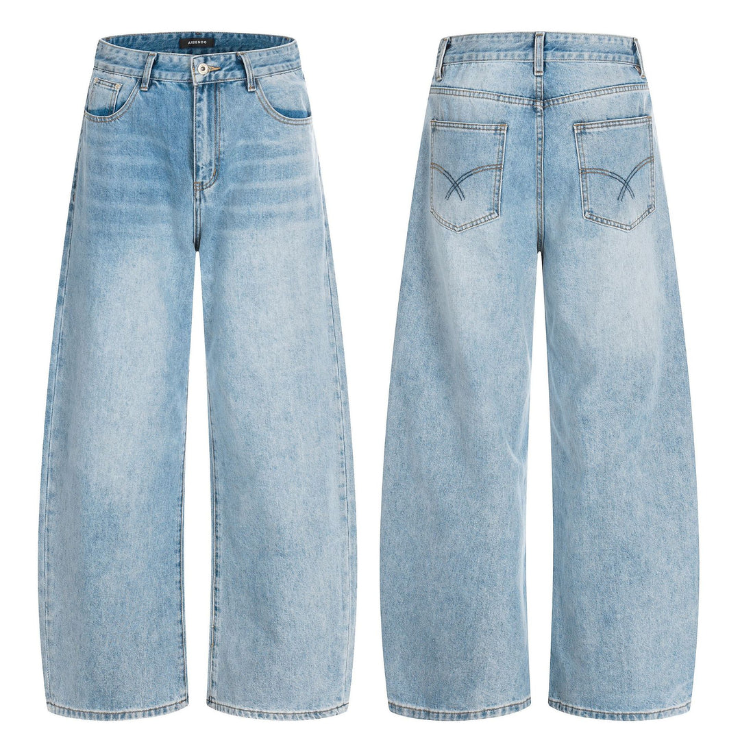 Damen Weite Cropped-Denim-Culotte mit hoher Taille und Fünf‑Taschen‑Details Drune