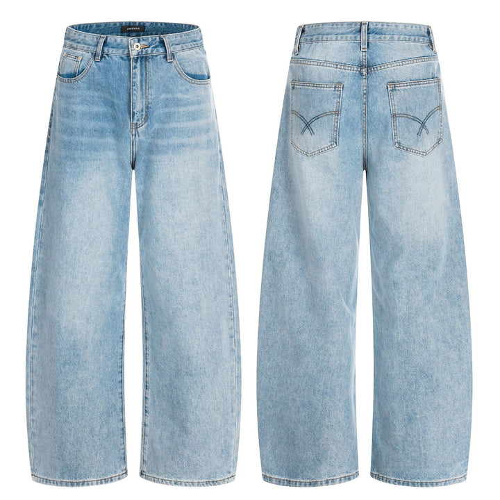 Damen Weite Cropped-Denim-Culotte mit hoher Taille und Fünf‑Taschen‑Details Drune