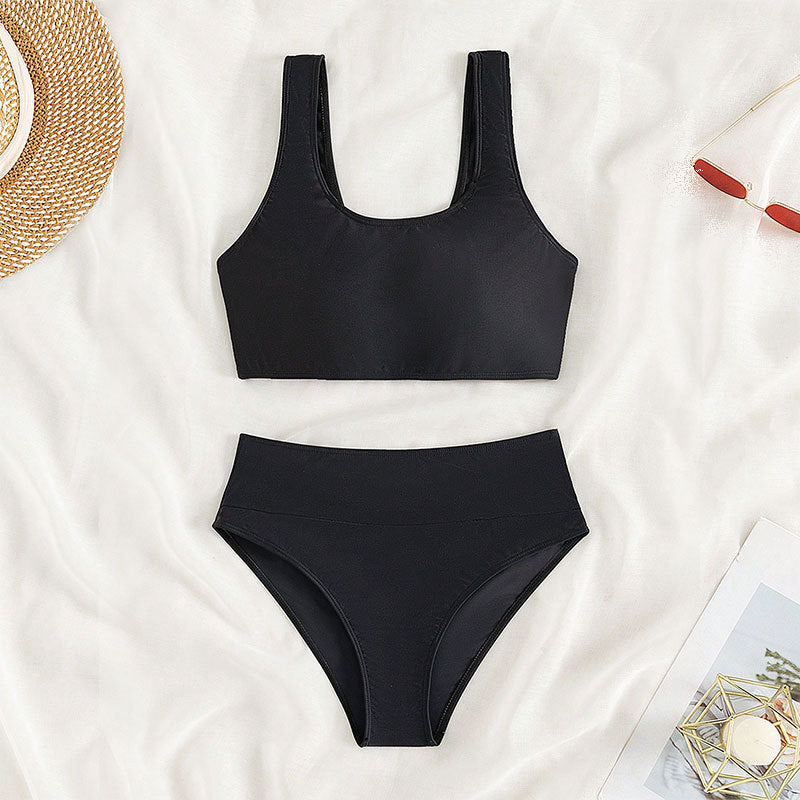 Damen Sport-Bikini mit hohem Bund und breiten Trägern Drune