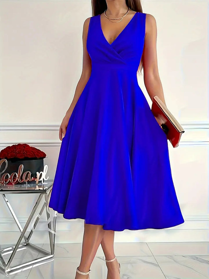 Damen Elegantes Wickelkleid mit schwingendem Rock und tailliertem Oberteil Drune