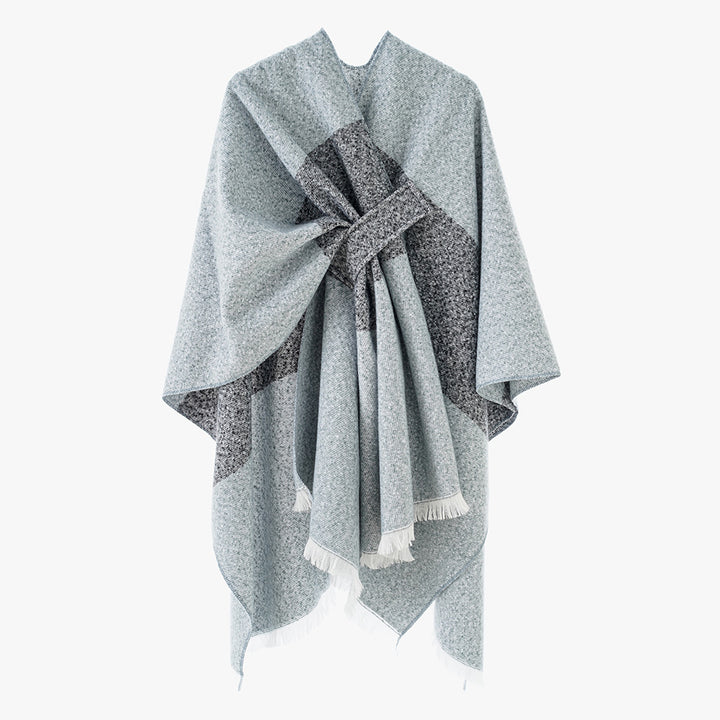Damen Luxuriöser Oversize Poncho aus hochwertigem Mischgewebe Drune