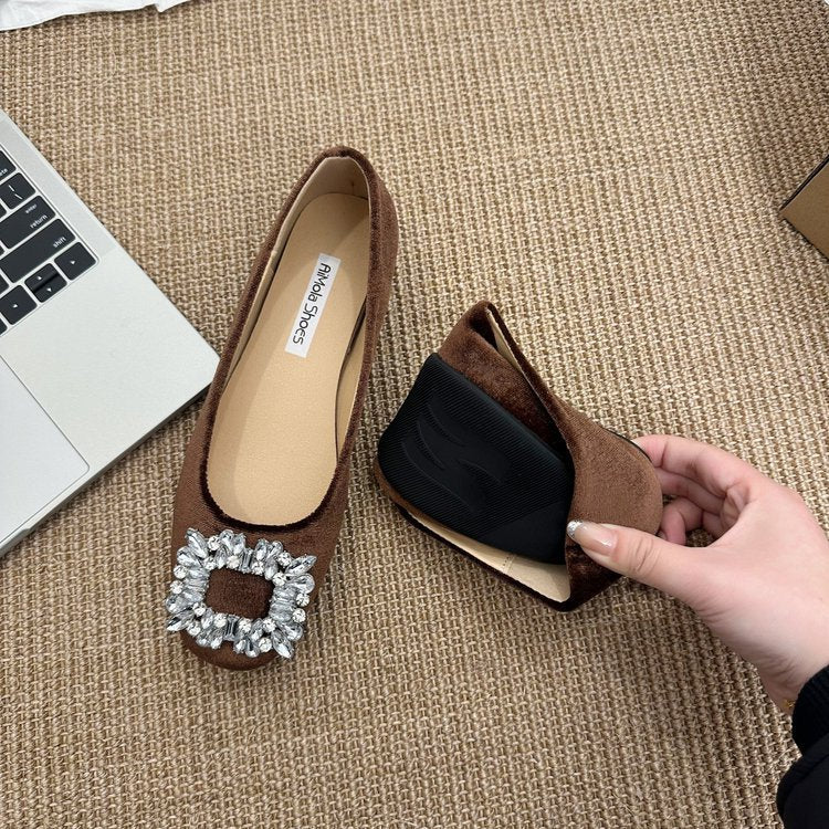 Damen raffinierte Ballerinas mit funkelndem Schmuckdetail und flexiblem Fußbett Drune