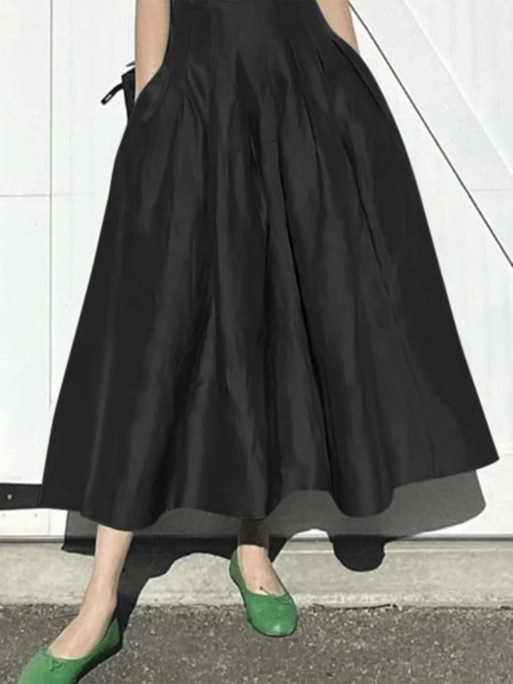 Damen Eleganter Midirock mit fließendem Schnitt und seitlichen Taschen Drune