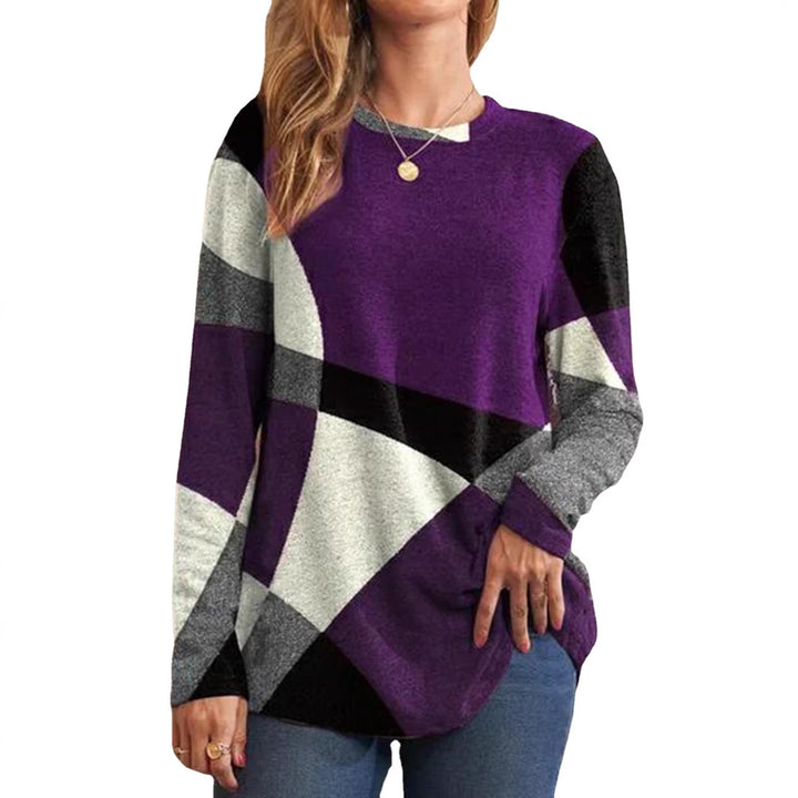 Damen Geometrischer Übergroßer Strickpullover mit Knopfdetails an der Seite Drune