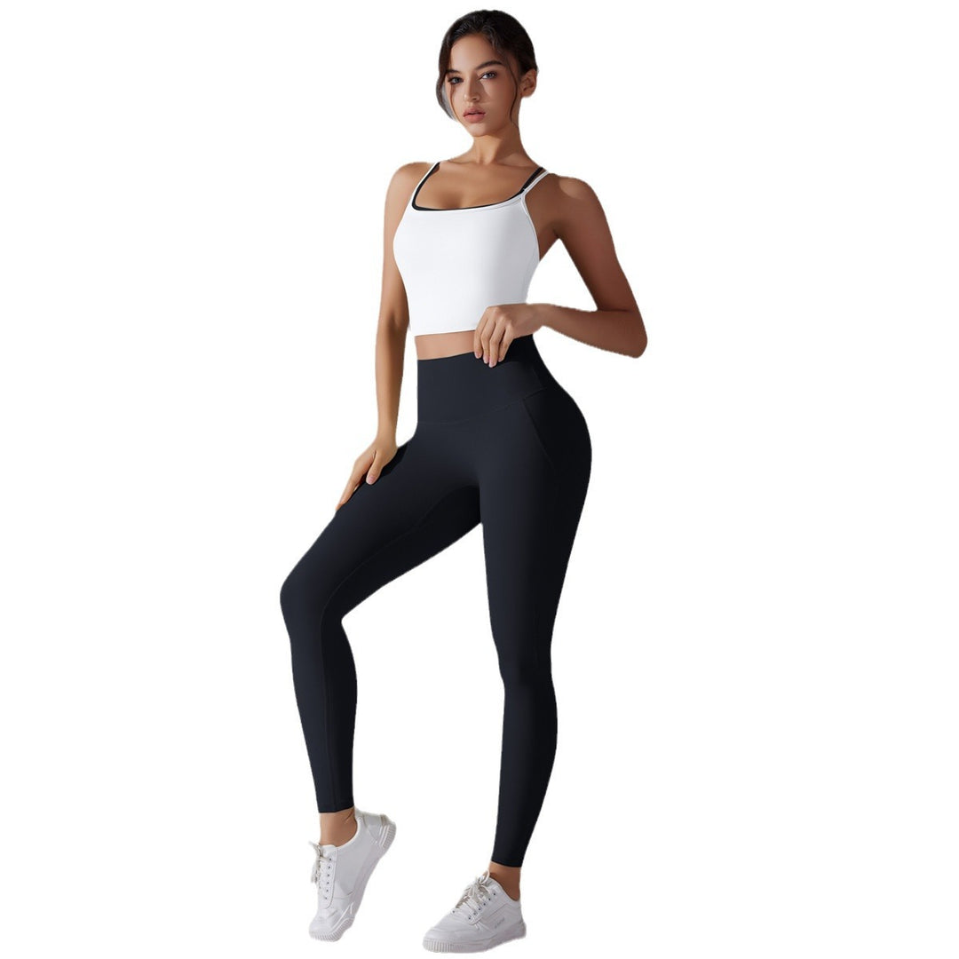 Damen Sportliches Bustier- und High-Waist-Leggings-Set mit nahtloser Konstruktion und atmungsaktiver Technologie Drune