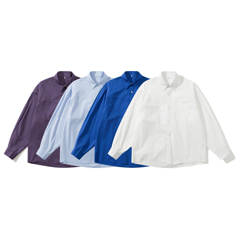 Unisex Leichtes Oversize-Hemd im Boxy-Cut mit Brusttasche und abgerundetem Saum Drune