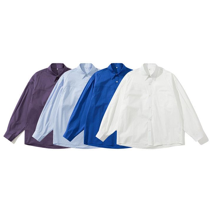 Unisex Leichtes Oversize-Hemd im Boxy-Cut mit Brusttasche und abgerundetem Saum Drune