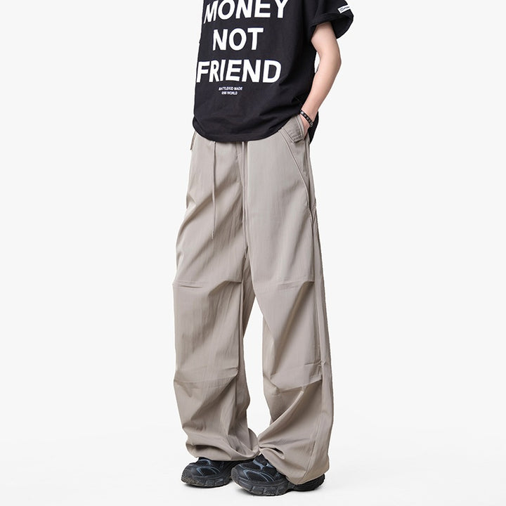 Herren Weite Funktions-Nylonhose mit Tunnelzugbund, Utility-Taschen & Baggy-Silhouette Drune
