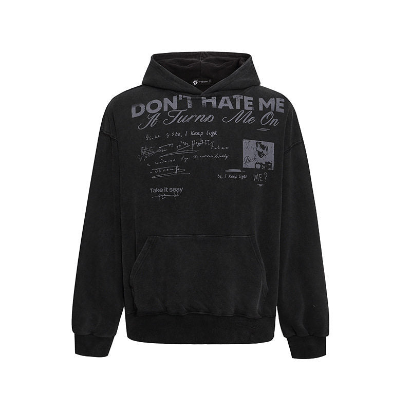 Damen Lässiges Oversize-Hoodie mit Typo-Frontprint, abgesenkten Schultern und Kängurutasche Drune
