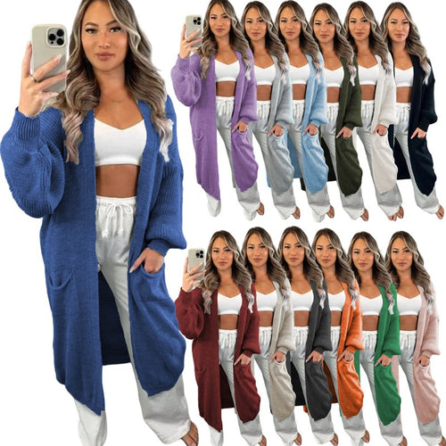 Damen Großer Strickcardigan mit offenem Schnitt und praktischen Taschen Drune