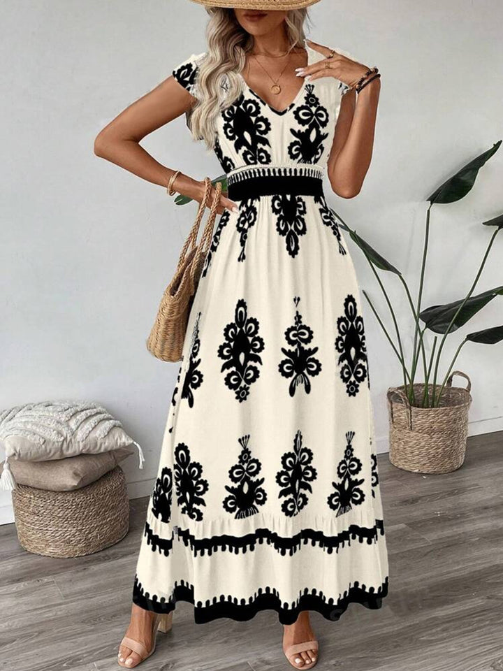 Damen Elegantes Maxikleid mit faszinierendem Musterdruck Drune