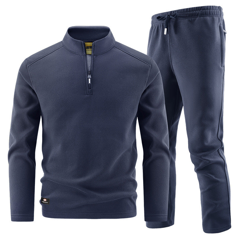 Herren Fleece-Trainingsset mit Stehkragen und Elastikbund Drune