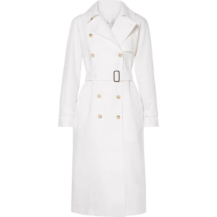 Damen Midilanger Einreihiger Trenchcoat mit Sturmlasche und verstellbaren Manschetten Drune