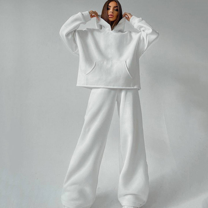 Damen zweiteiliges Lounge-Set mit sculpting High Waist Palazzohose und oversized Kapuzenhoodie Drune