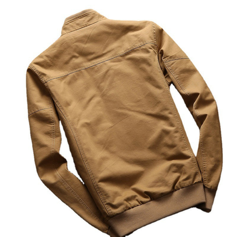 Herren nan robustes Canvas-Fieldjacke im Bomberstil mit Schulterpatten, verdeckter Druckknopf‑Zipfront und ergonomischen Nähten Drune