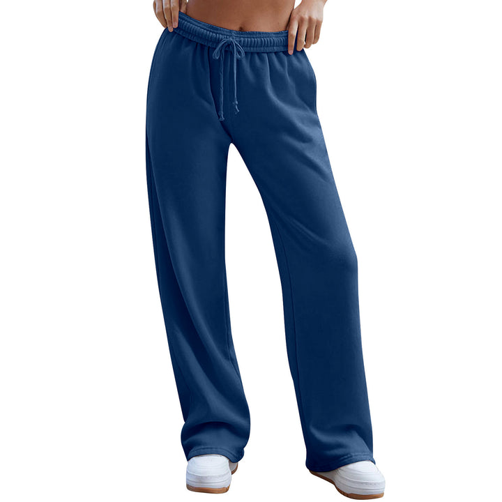 Damen nan weite Komfort-Loungehose mit hochgeschnittener Taille, elastischem Bund und Kordelzug Drune