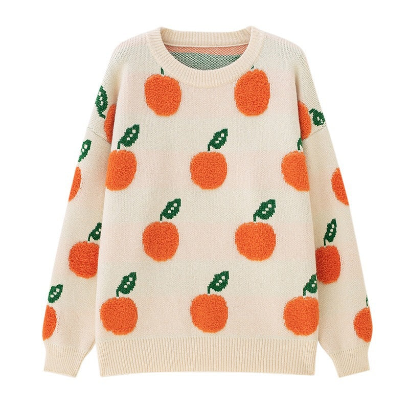 Damen Strickpullover mit verspieltem Obstdesign Drune