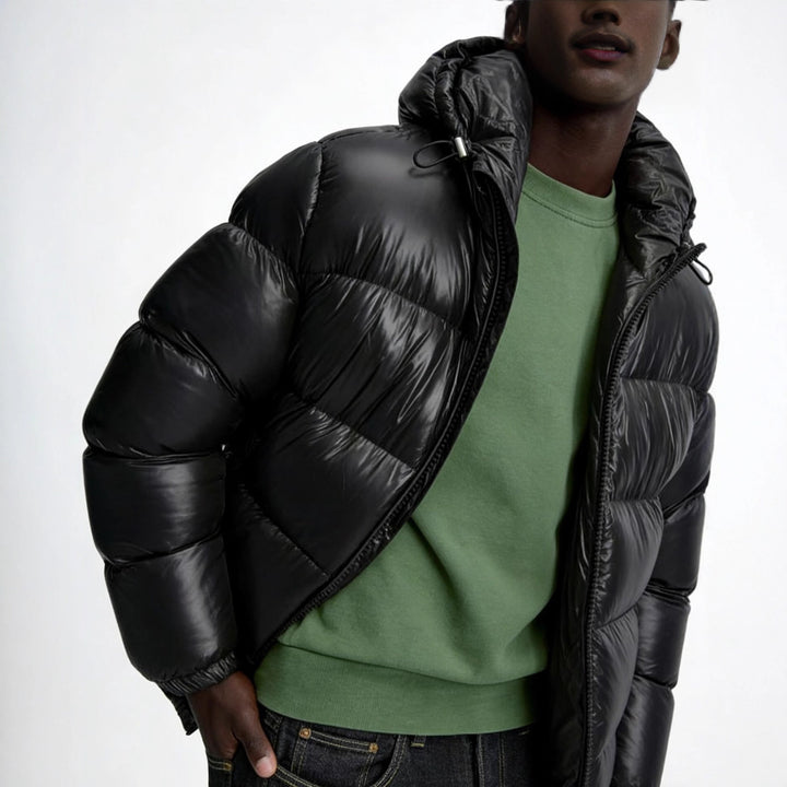 Damen Oversized Steppjacke mit Kapuze und Hochglanzfinish Drune