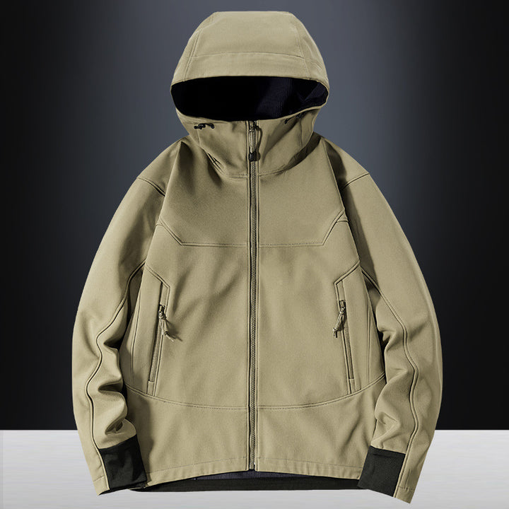 Herren Softshell Outdoorjacke mit winddichter, atmungsaktiver Membran und verstellbarer Kapuze Drune
