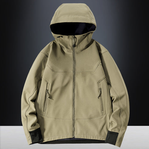 Herren Softshell Outdoorjacke mit winddichter, atmungsaktiver Membran und verstellbarer Kapuze Drune
