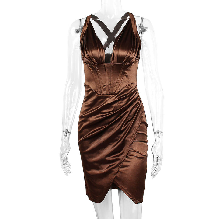 Damen Elegantes Abendkleid mit tiefem Ausschnitt und seitlichem Schlitz Drune