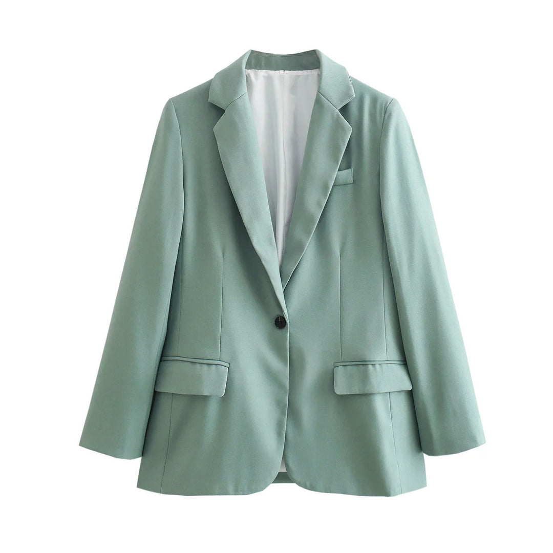 Damen nan taillierter Hahnentritt-Blazer mit Reverskragen, Eingrifftaschen und Ein-Knopf-Verschluss Drune