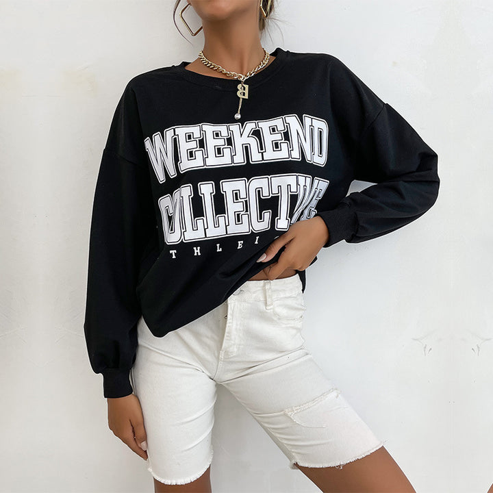 Damen Oversize-Sweatshirt mit College-Print und Raglanärmeln Drune