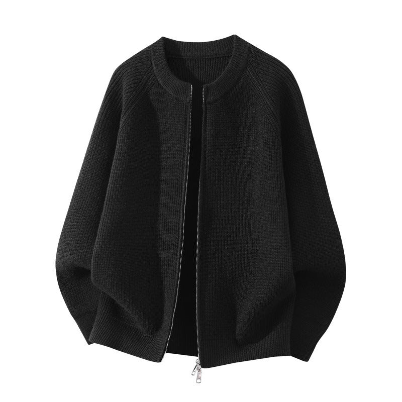 Damen Oversize-Strickcardigan mit Rundhals, Raglanärmeln und Zwei-Wege-Reißverschluss Drune