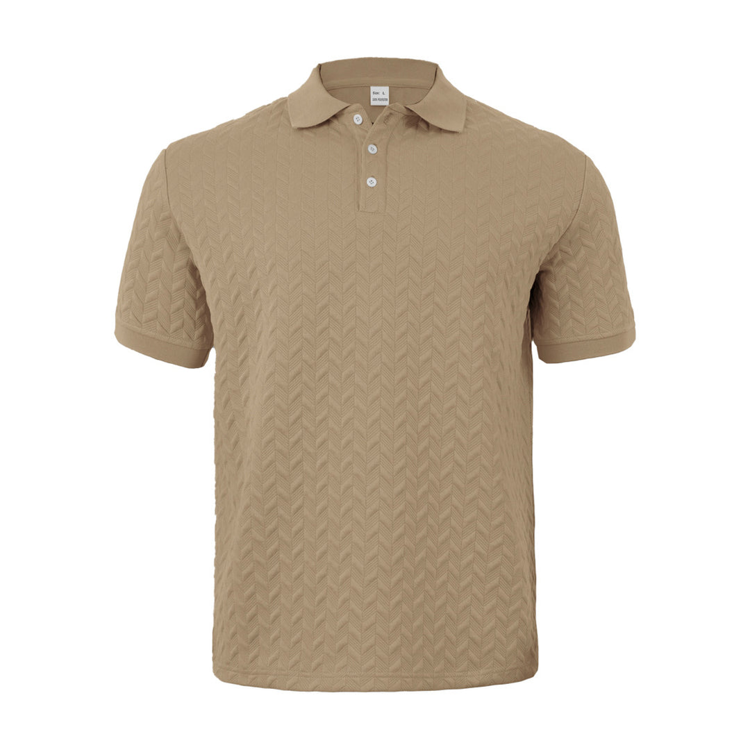 Herren nan feingewobenes Polohemd mit Chevron-Reliefstruktur und kurzer Knopfleiste Drune