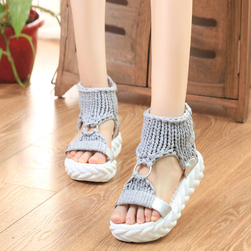 Damen nan handgewebte geflochtene Plateau-Sandalen mit ergonomischer Polstersohle Drune