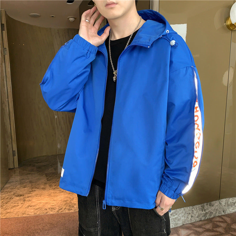 Herren Leichtgewichtige Kapuzenjacke im Oversize-Sportstyle mit Ärmel-Reißverschlüssen Drune