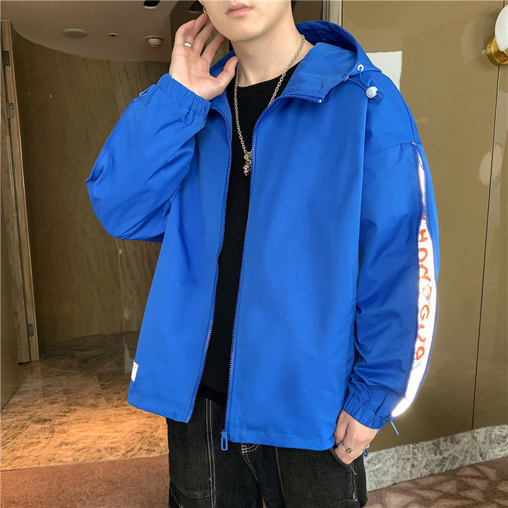 Herren Leichtgewichtige Kapuzenjacke im Oversize-Sportstyle mit Ärmel-Reißverschlüssen Drune