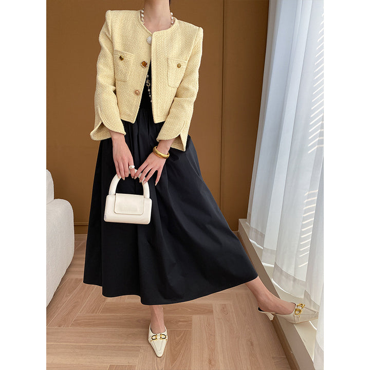 Damen eleganter Schnitt Jacke aus strukturiertem Material mit praktischen Taschen Drune