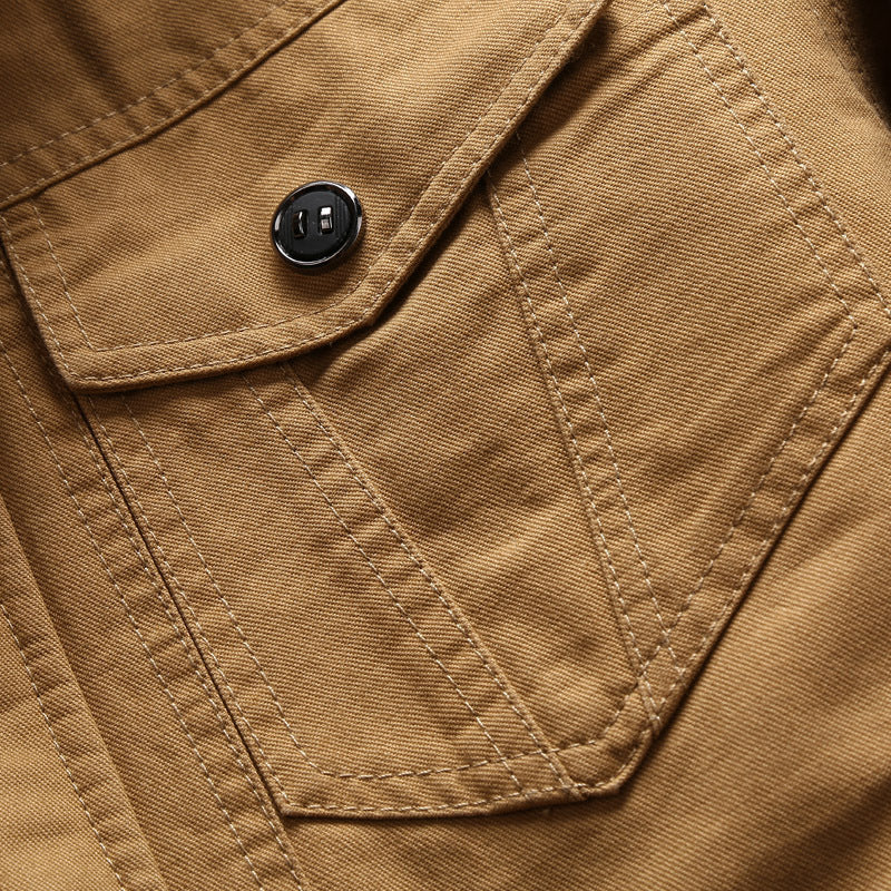 Herren nan robustes Canvas-Fieldjacke im Bomberstil mit Schulterpatten, verdeckter Druckknopf‑Zipfront und ergonomischen Nähten Drune