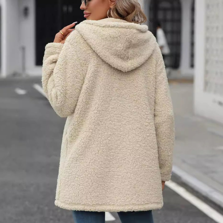 Damen Plüschige Kapuzenjacke mit Diamantsteppung und seitlichen Eingrifftaschen Drune