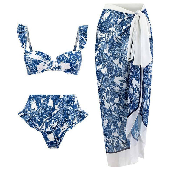 Damen Bikini-Set mit raffinierten Rüschen und elegantem Wickelrock Drune