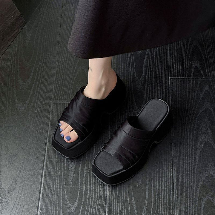 Damen Plateau-Pantoletten mit Leopardenprint und geknoteter Bandage Drune