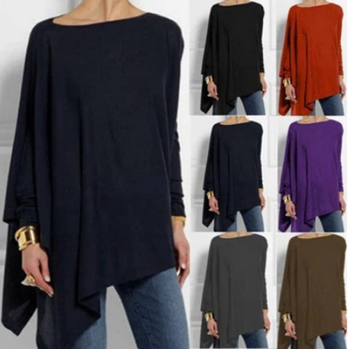 Damen nan drapierte Oversize-Tunika mit schrägem Zipfelsaum und weiten Fledermausärmeln Drune