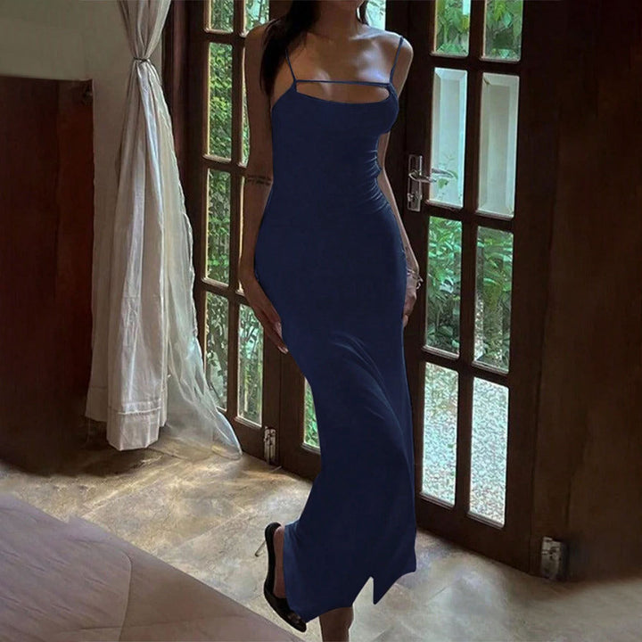 Damen Maxikleid mit schulterfreiem Design und raffinierten Schnürdetails Drune