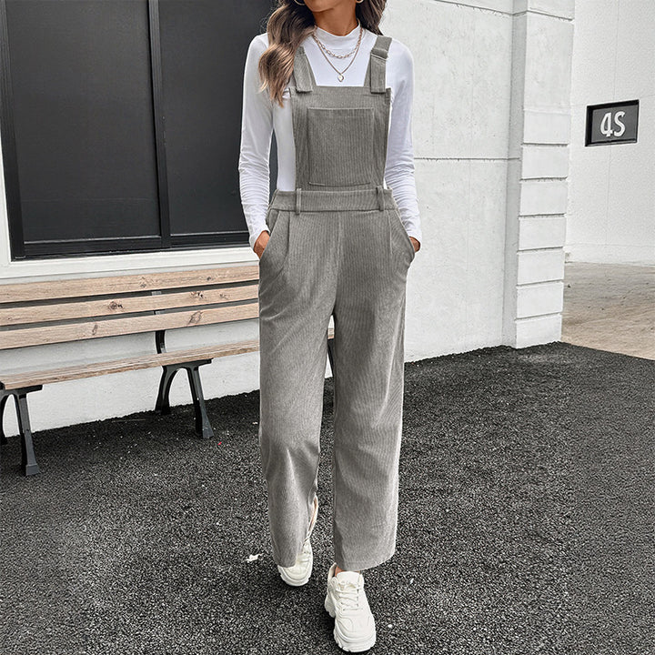 Damen Lässiger Baumwoll-Jumpsuit mit breiten Beinen Drune