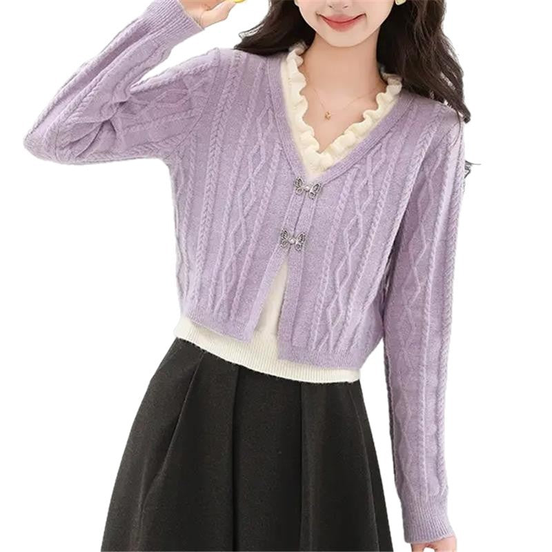 Damen Strickjacke mit V-Ausschnitt Drune