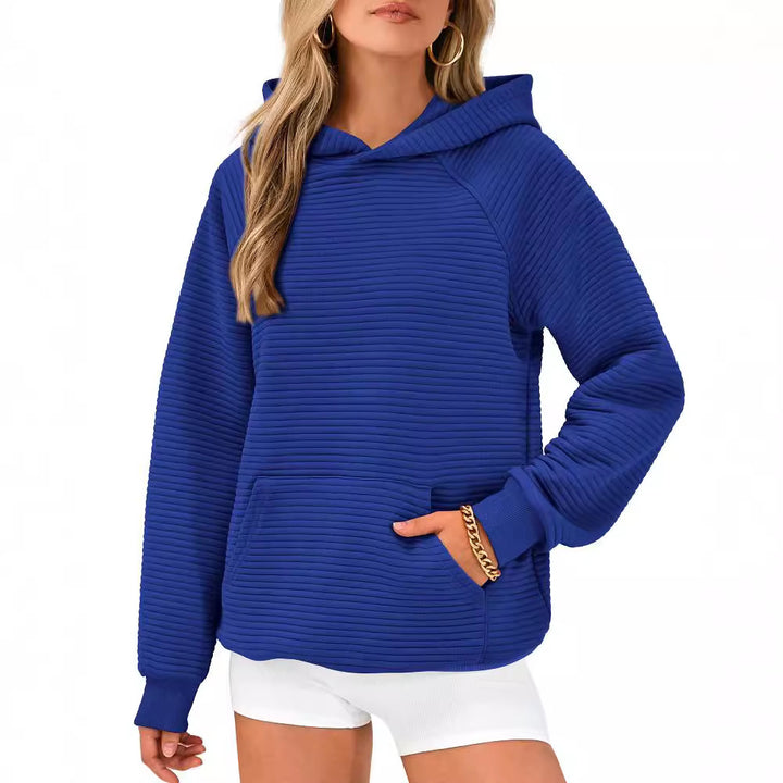Damen modischer Kapuzenpullover mit strukturiertem Oberflächenmuster Drune