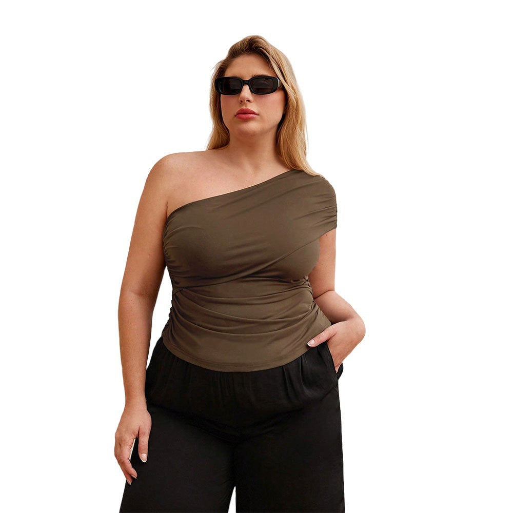 Damen asymmetrisches Wickeloberteil mit elegantem Rüschendesign Drune